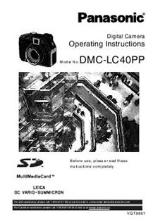 Panasonic Lumix LC40 manual. Camera Instructions.